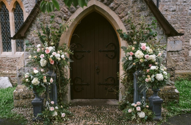 Flowers framing a door